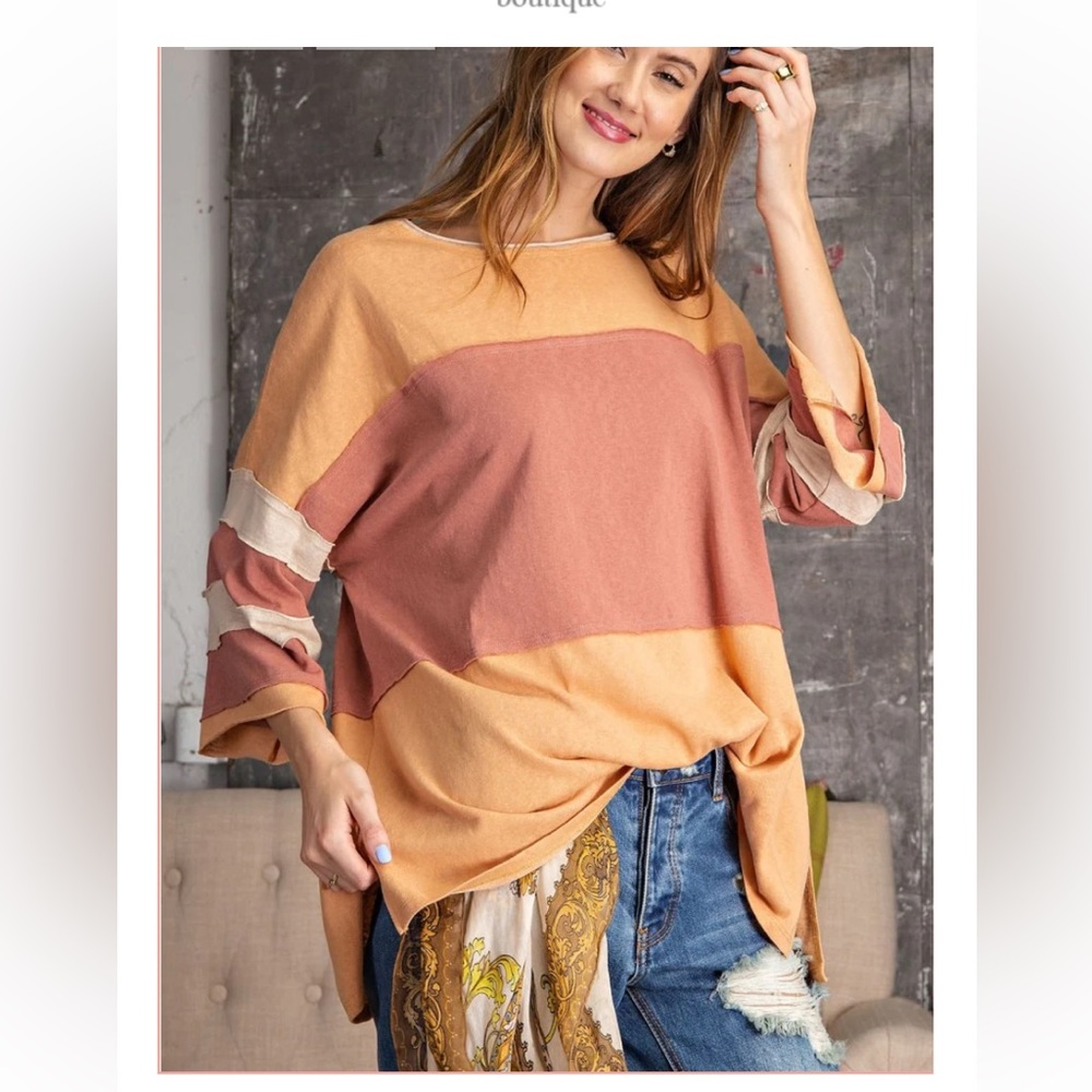 🧡EASEL NWT OVERSIZED BLOCK COLOR SHIRT